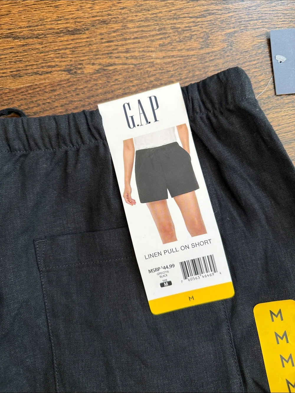 GAP Black High-Waist Linen-Blend Shorts with Patch Pockets medium